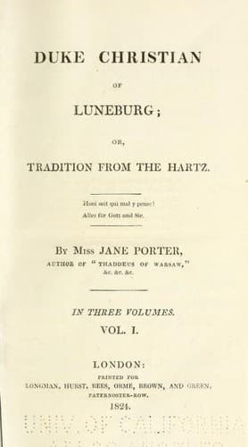 Portada de Duke Christian of Luneburg or, Tradition from the Hartz [1/3]