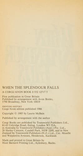 Portada de When the splendourfalls