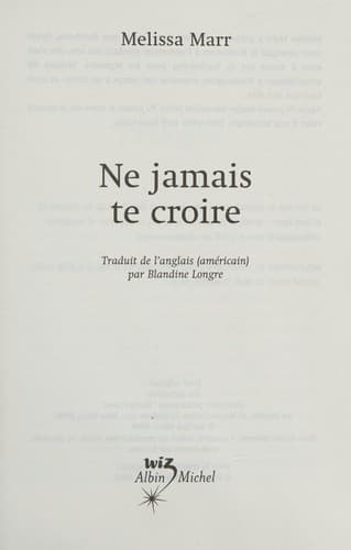 Portada de Ne Jamais Te Croire (Wicked Lovely (French)) (French Edition)