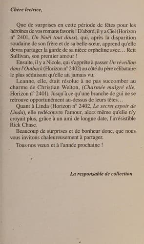 Portada de Un réveillon dans l'Outback - Le secret espoir de Linda (Horizon t. 2402)