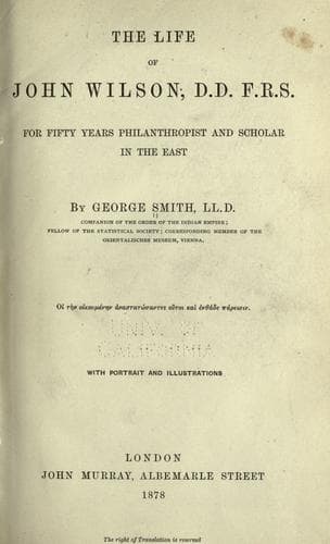 Portada de The life of John Wilson, D. D., F. R. S