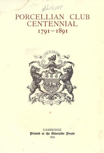 Portada de Porcellian club centennial, 1791-1891