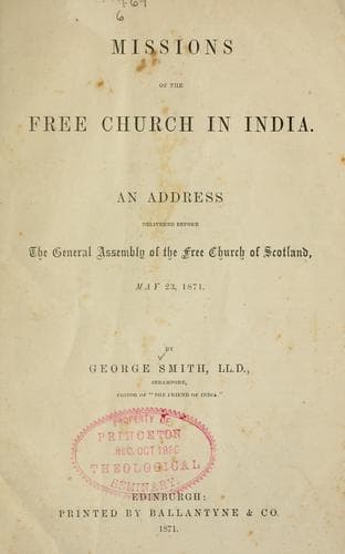 Portada de Missions of the Free Church in India