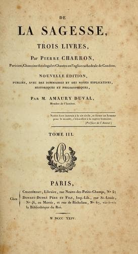 Portada de De la sagesse