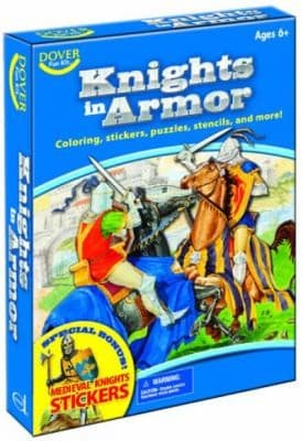 Portada de Knights in Armor With 20 Medieval Knights Stickers and Sticker Soldier and 6 Safe Colorful Crayons and 6 Precut St
            
                Dover Fun Kit