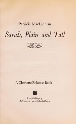 Portada de Sarah, plain and tall
