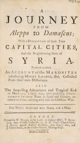 Portada de A journey from Aleppo to Damascus. With a description of those two capital cities, and the neighbouring parts of Syria