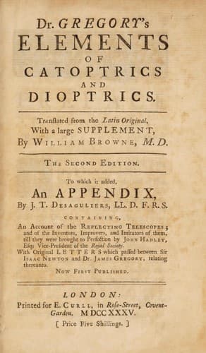 Portada de Dr. Gregory's Elements of catoptrics and dioptrics