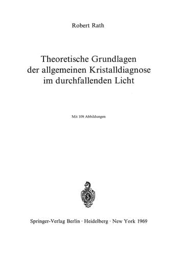 Portada de Theoretische Grundlagen der allgemeinen Kristalldiagnose im durchfallenden Licht